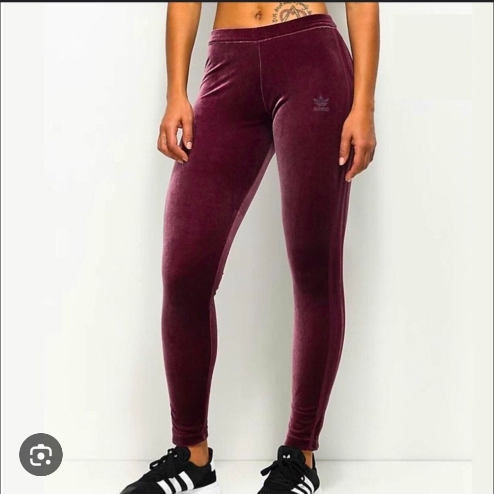 Adidas Maroon Velvet Leggings